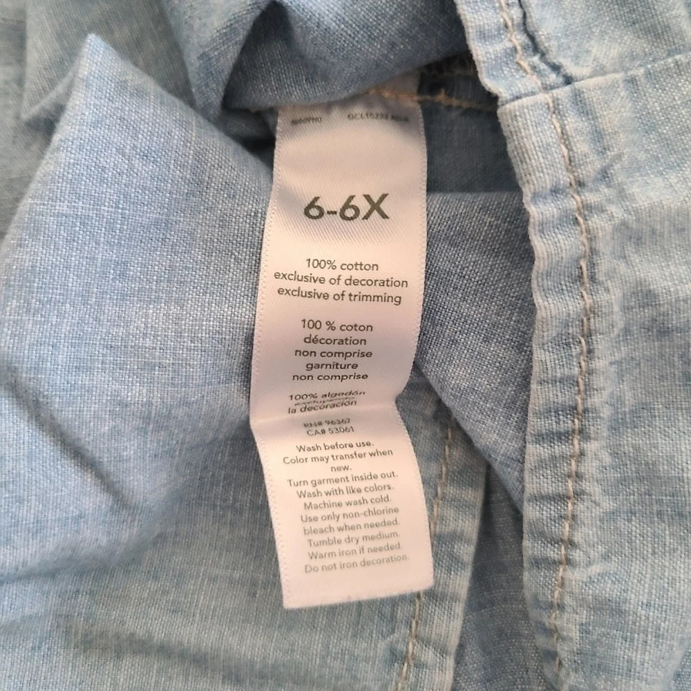 Oshkosh B'gosh Light-weight Whitewashed Denim Dress, Blue, Farmhouse, Size 6